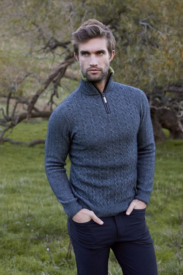 Cable Jersey With Contrast Mens Sweater McDonald
