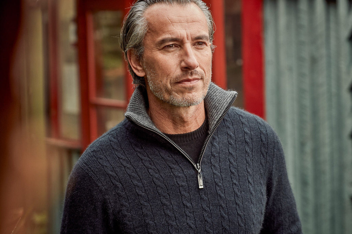 Cable Jersey With Contrast Mens Sweater McDonald