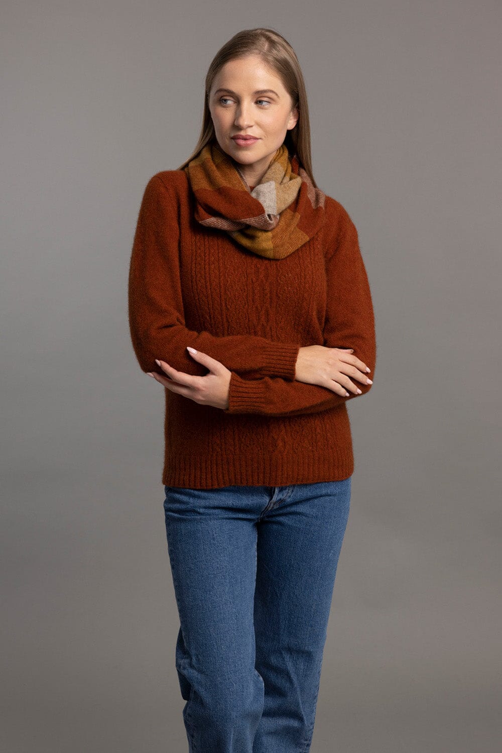 Ladies Crew Neck/Lace Detail Possum Merino McDonald