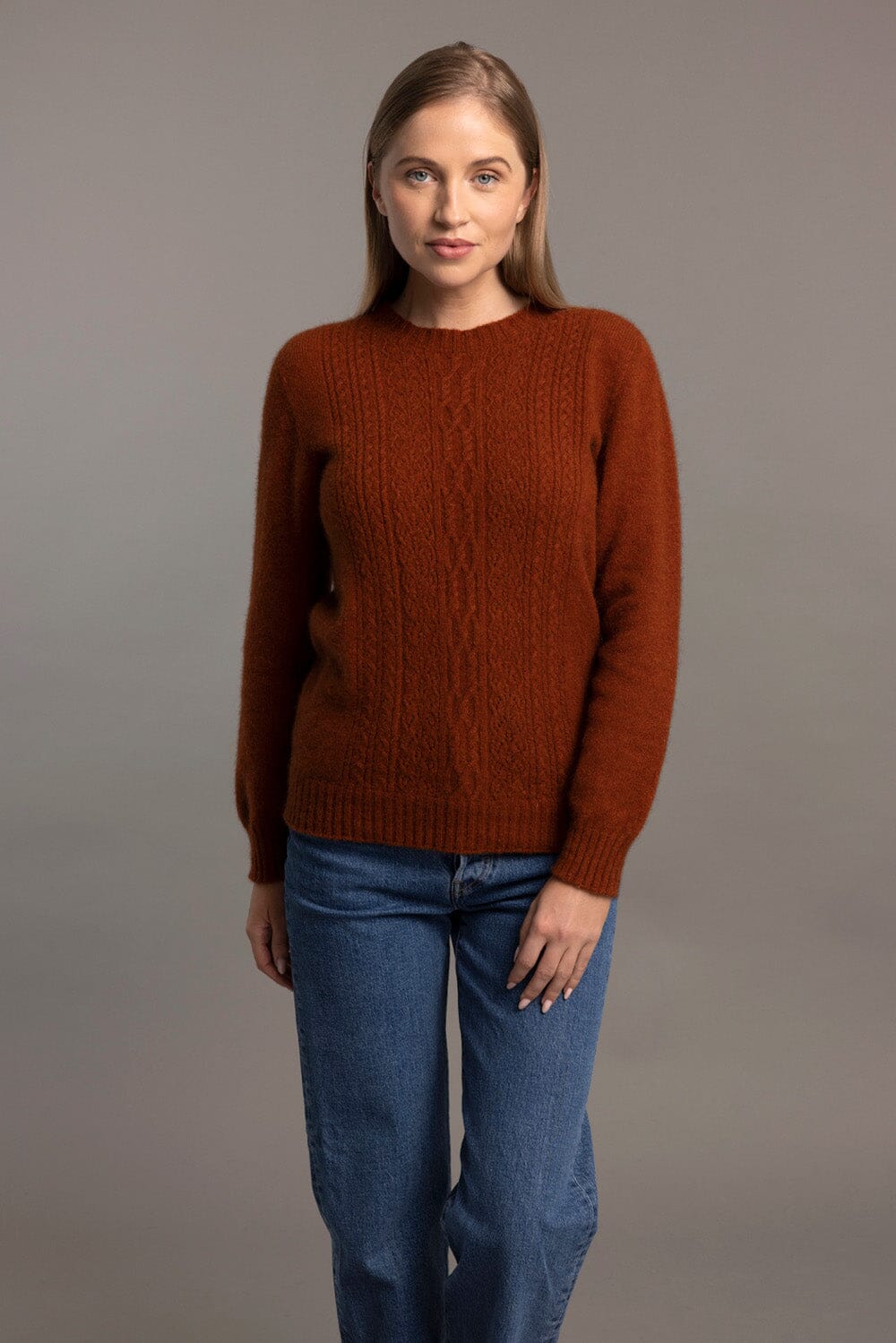 Ladies Crew Neck/Lace Detail Possum Merino McDonald