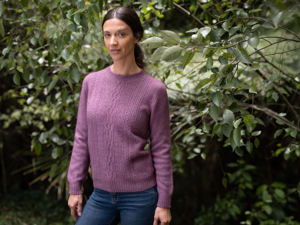 Ladies Crew Neck/Lace Detail Possum Merino McDonald