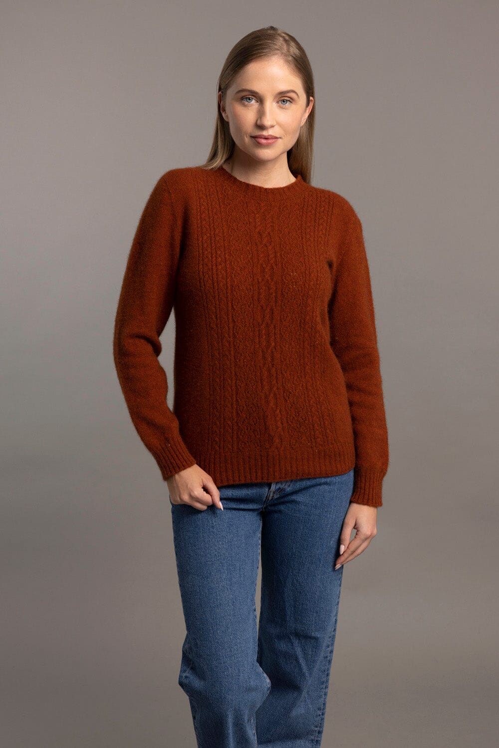 Ladies Crew Neck/Lace Detail Possum Merino McDonald