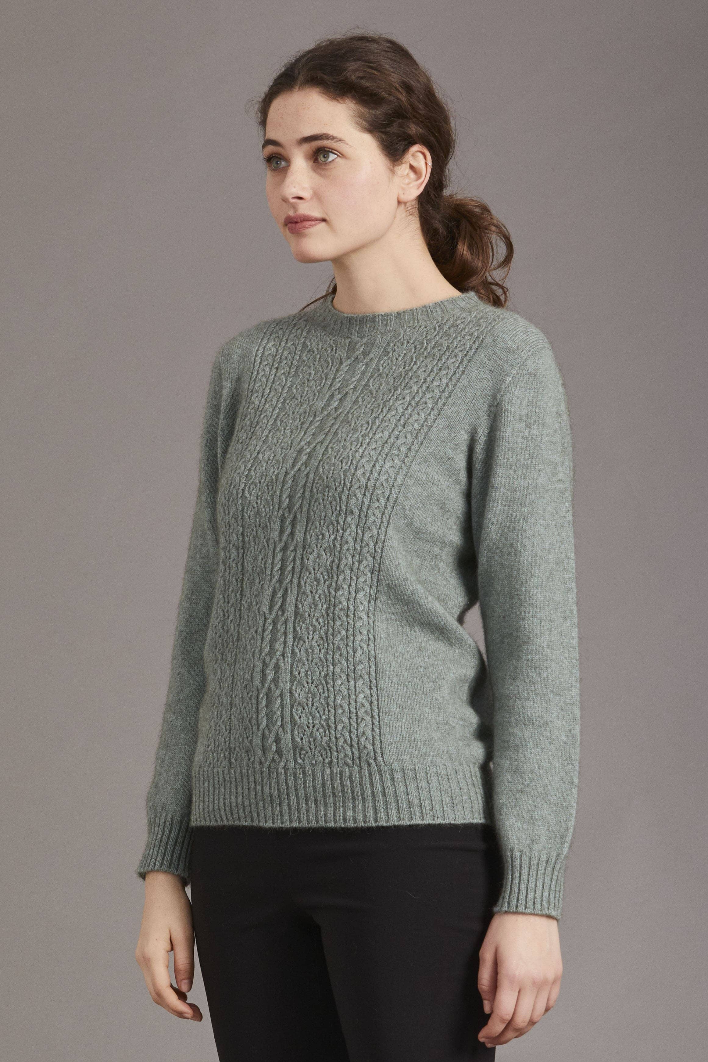 Ladies Crew Neck/Lace Detail Possum Merino McDonald