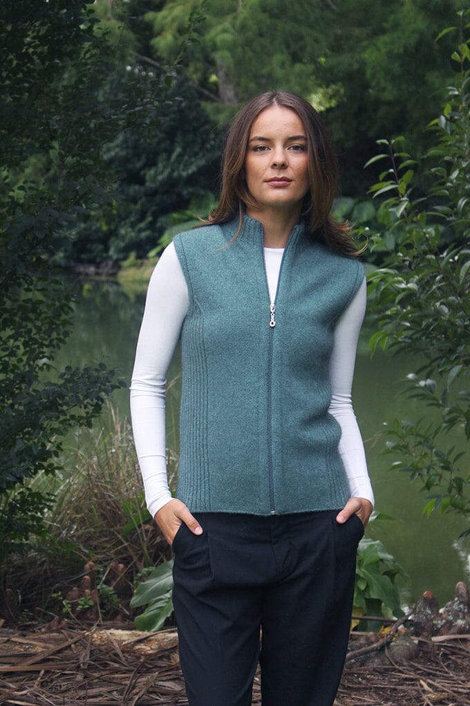 Zip Vest with Rib Detail Women Vest Lothlorian 