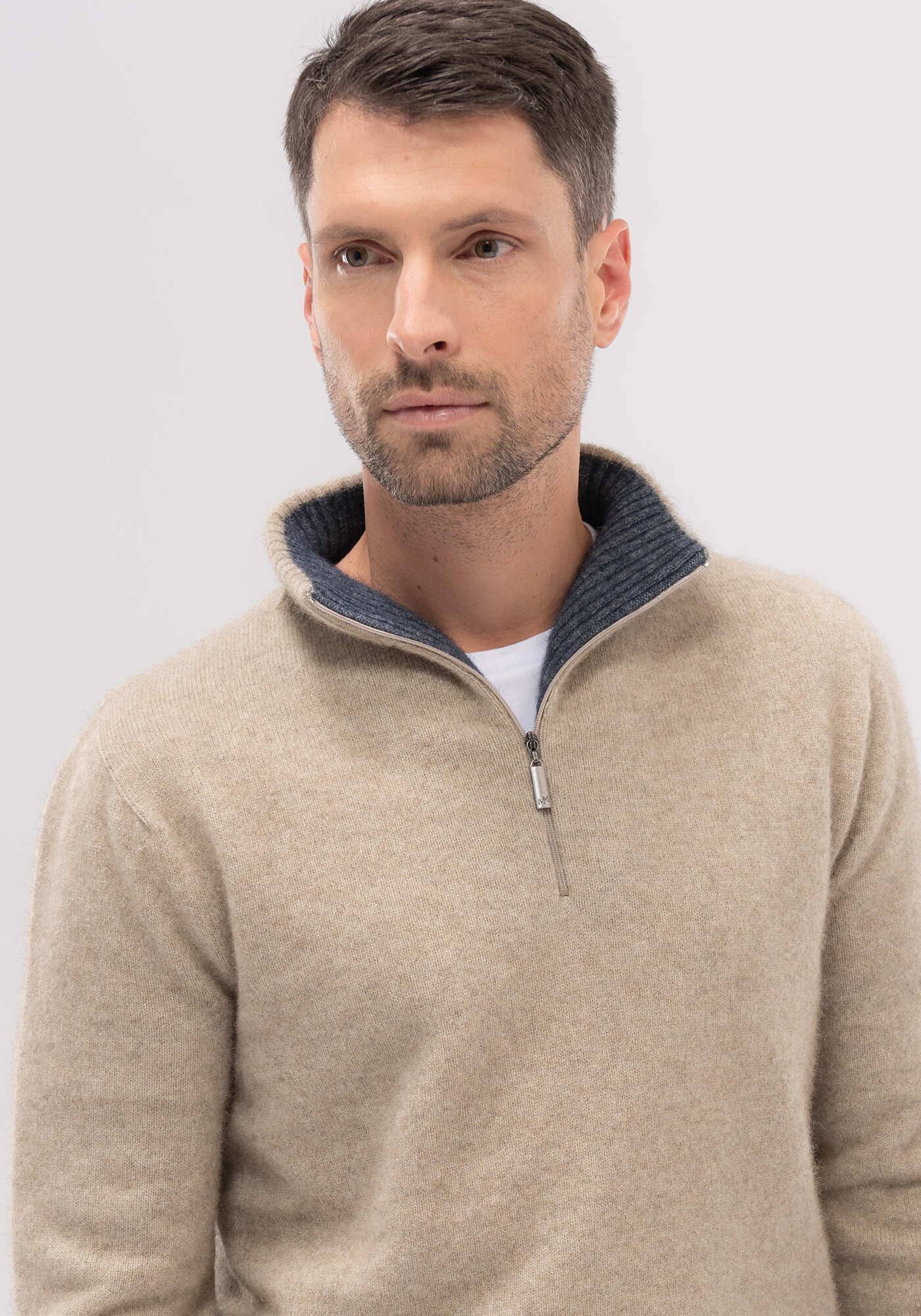 Contrast Half Zip Sweater Mens Sweater Merinomink
