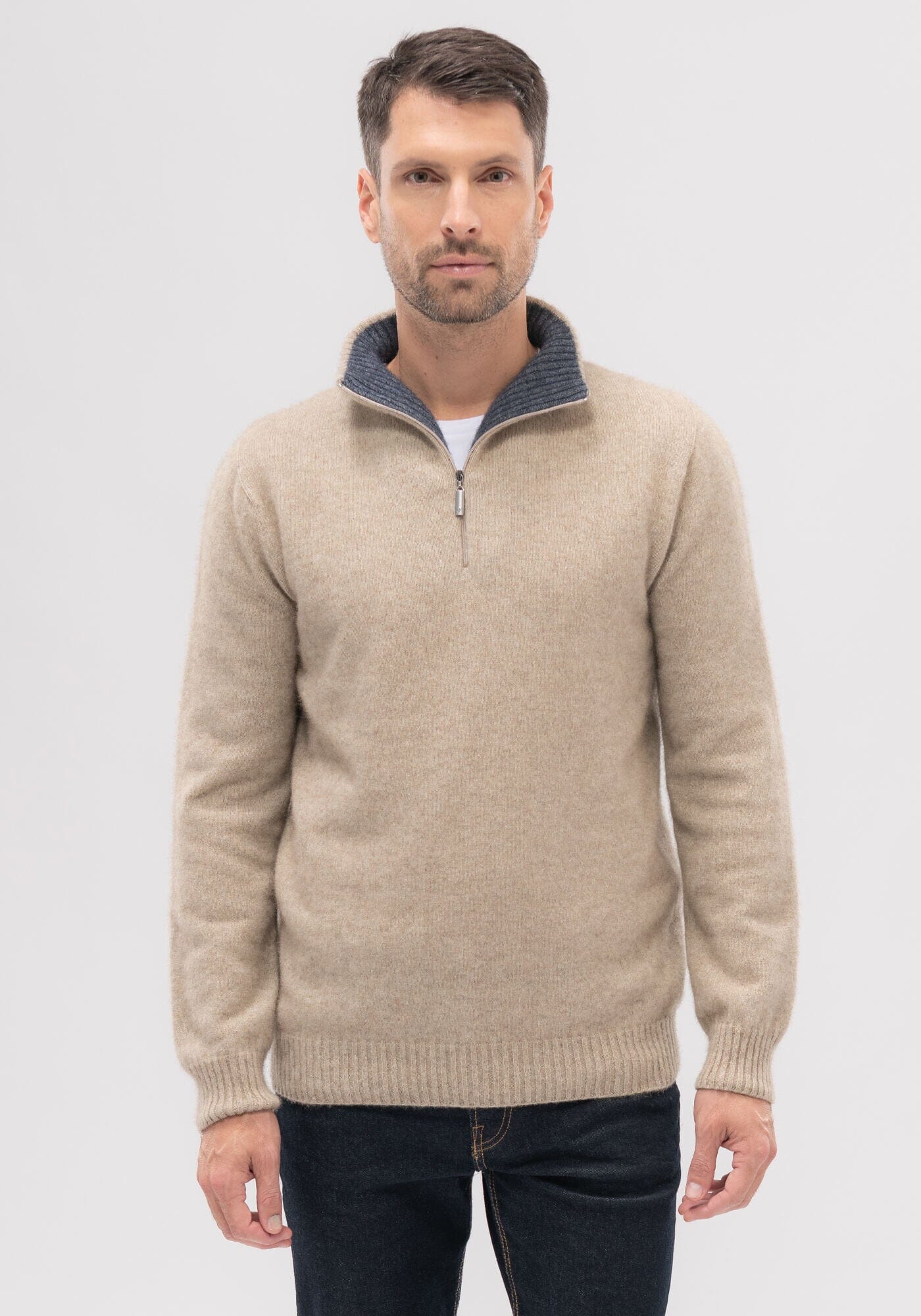 Contrast Half Zip Sweater Mens Sweater Merinomink 