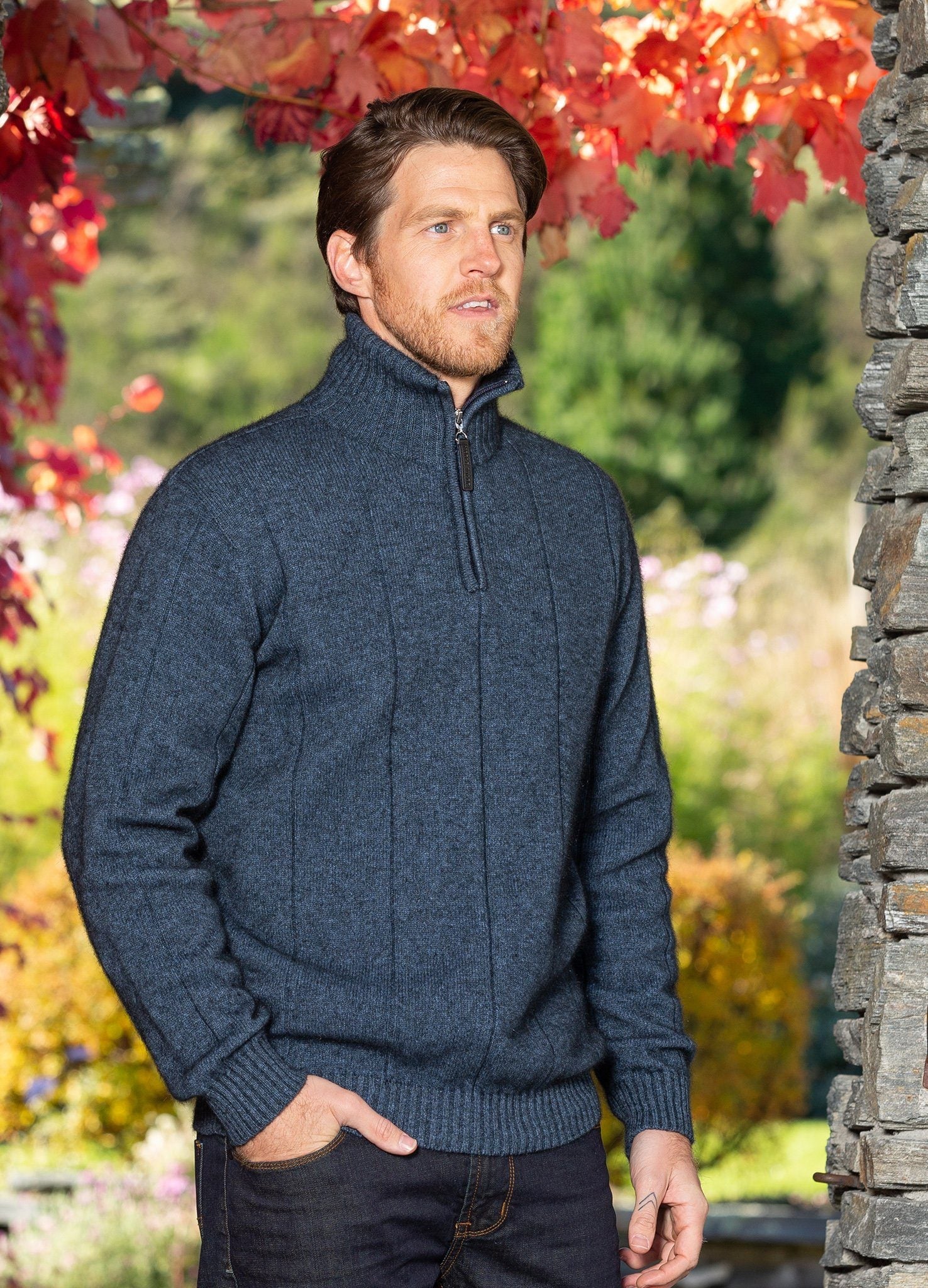 Javelin Zip Neck Mens Sweater Noble Wilde 