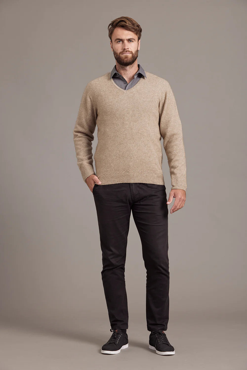 Rack Stitch V Neck Jersey Sweater McDonald
