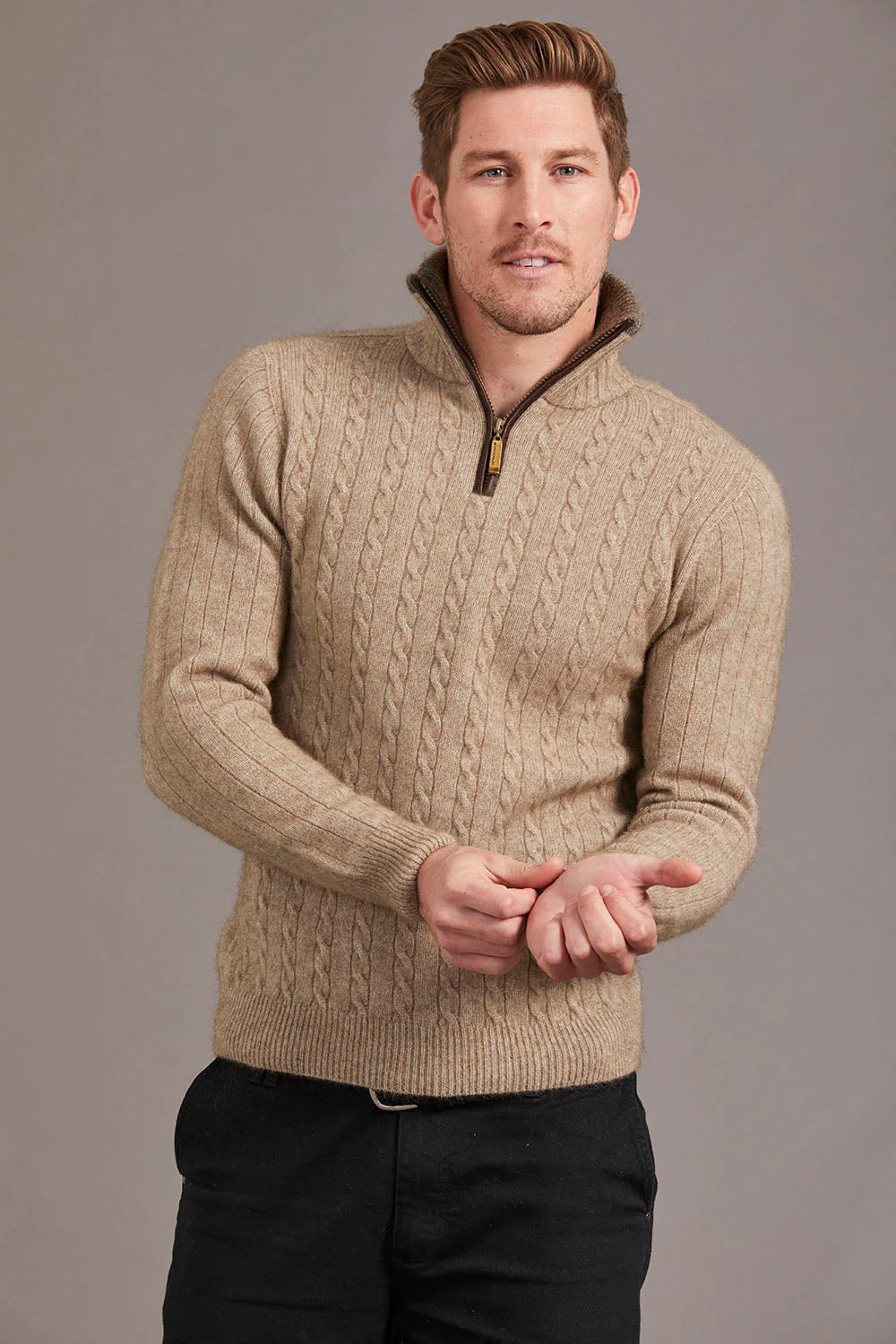 Cable Jersey With Contrast Mens Sweater McDonald 