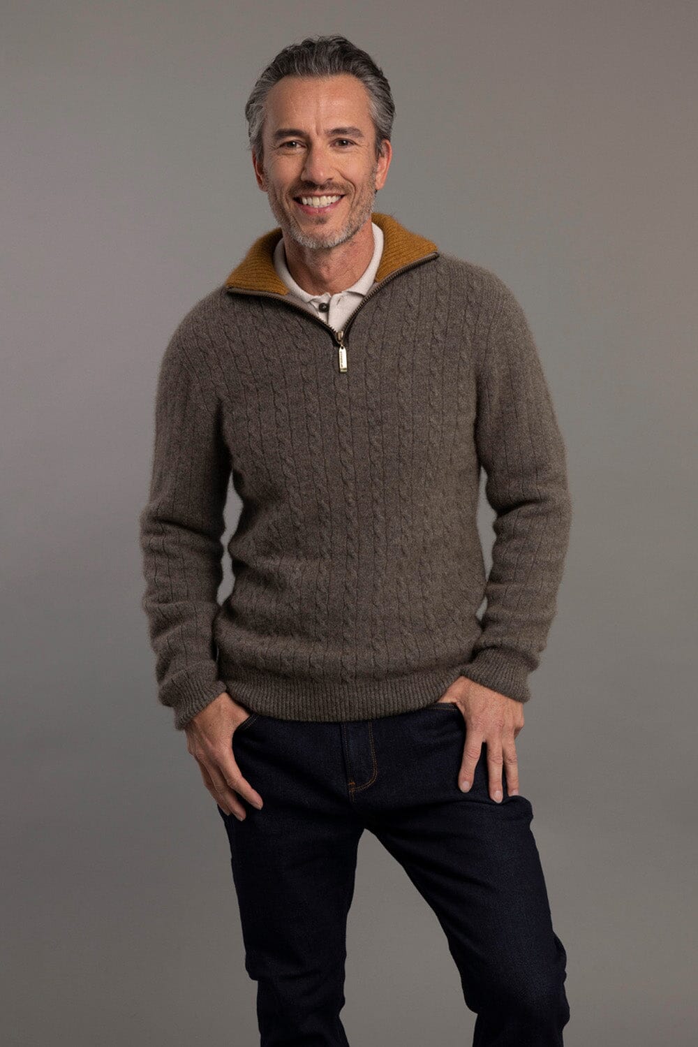 Cable Jersey With Contrast Mens Sweater McDonald 