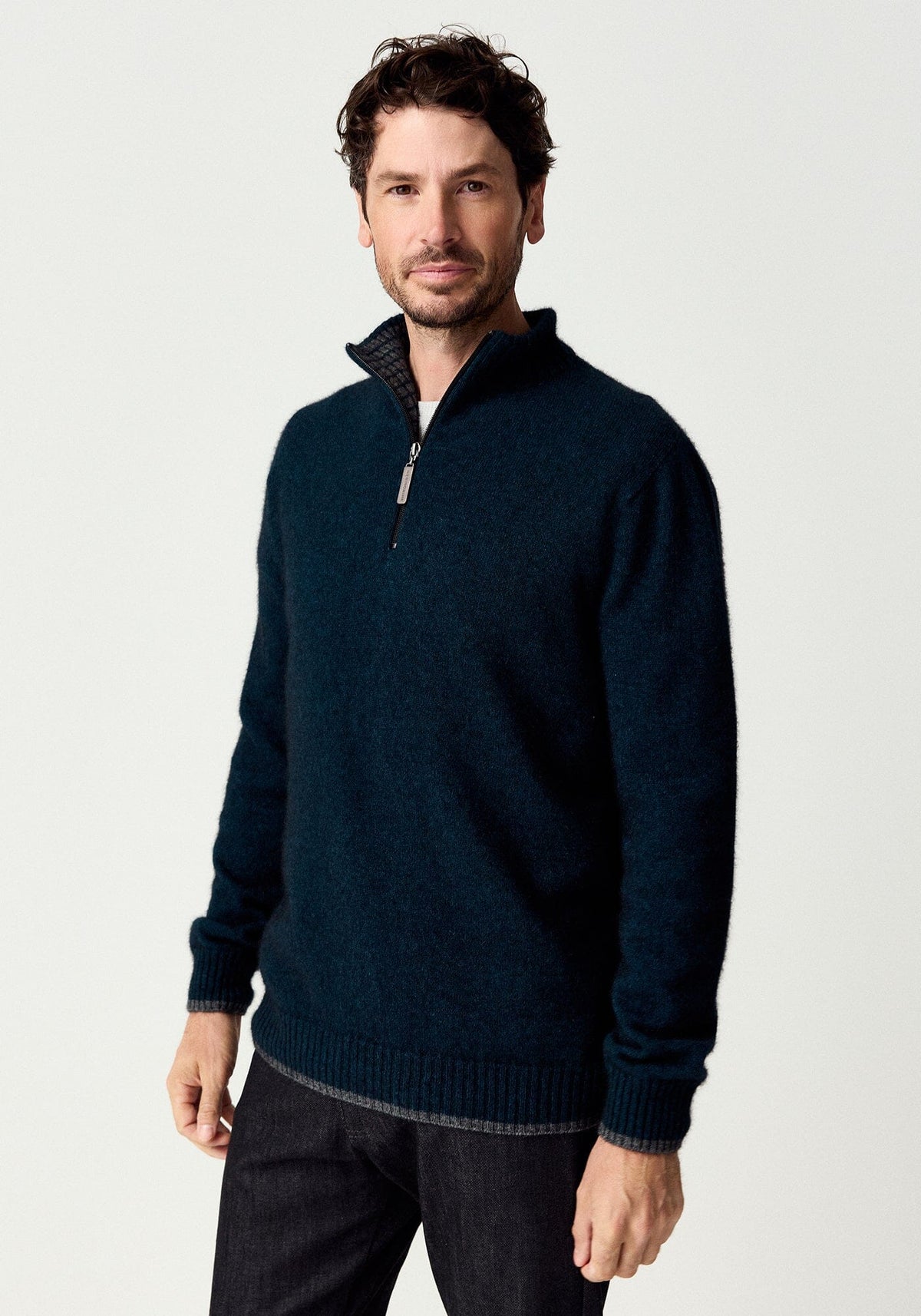 Whittaker Half Zip Mens Sweater Merinomink peacock-mm S 
